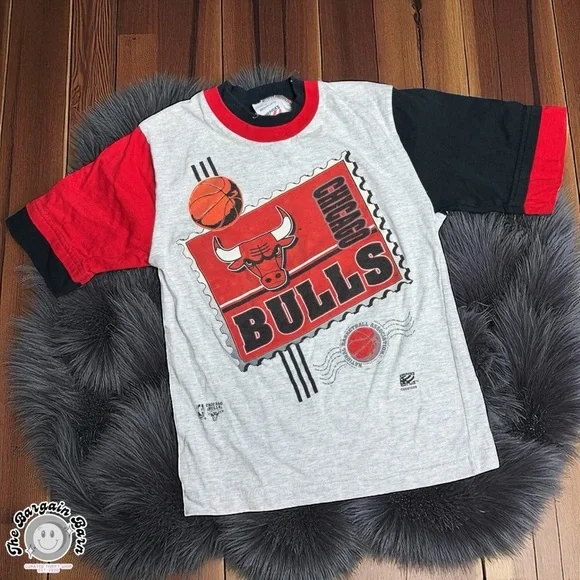 Vintage 90s Chicago Bulls Youth Ringer T-Shirt (10/12) Made in USA – AST - Picture 1 of 4